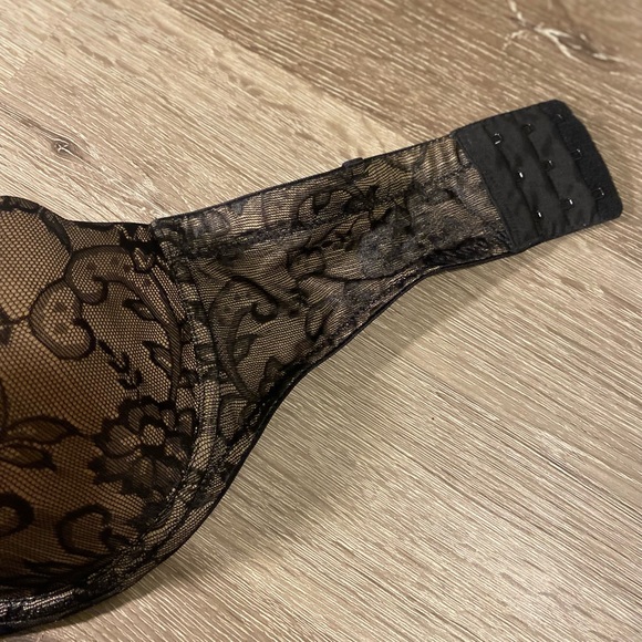 NATORI size 32D tan and black lace underwire push-up strapless Bra - Picture 5 of 10